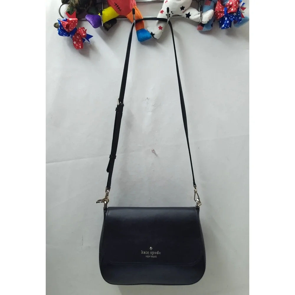 Kate Spade New York Black Leather Flap Closure Crossbody Bag